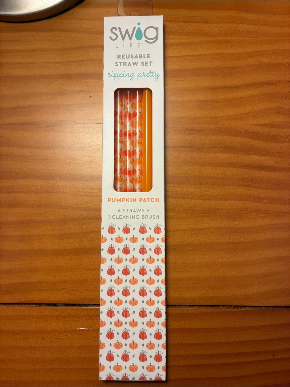 Swig Life Pumpkin Patch Reusable Straw Set - Orange